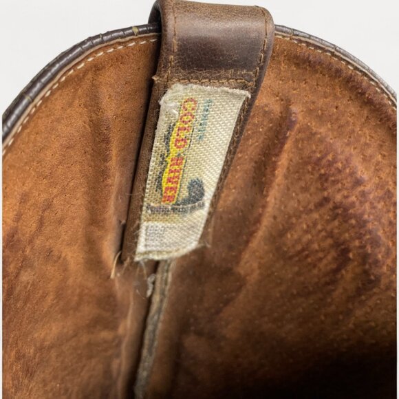 Cold River Brown Leather Embroidered Western Cowboy Boots Men's 9 D - Picture 12 of 16
